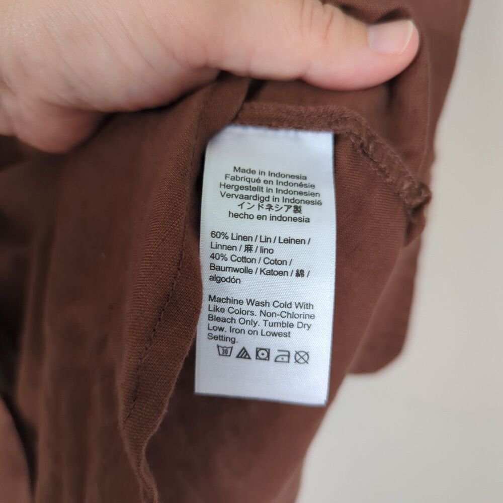 J.Crew NWT Relaxed Fit Beach Shirt Button Up Linen Botton Blend Medium Brown - Picture 6 of 8